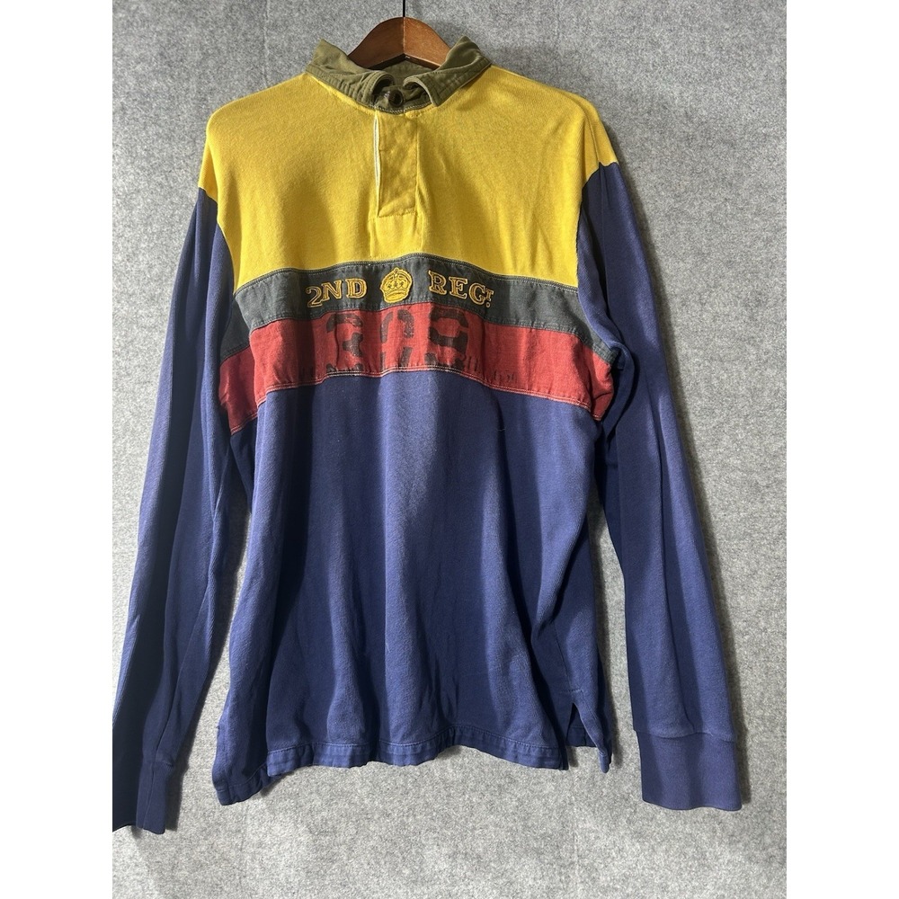 VTG Polo Ralph Lauren Men XL Custom Fit Color Block Rugby Shirt Union Jack Flag